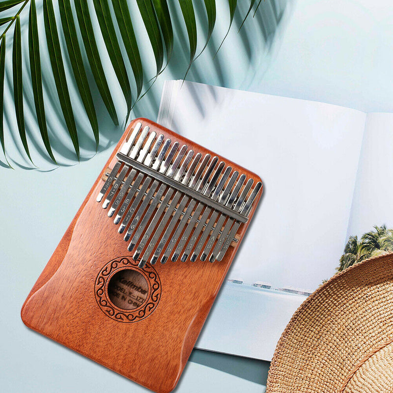 Thumb Finger Piano African Sanza Mbira 17-Key Mahogany Wood Kalimba for Beginner