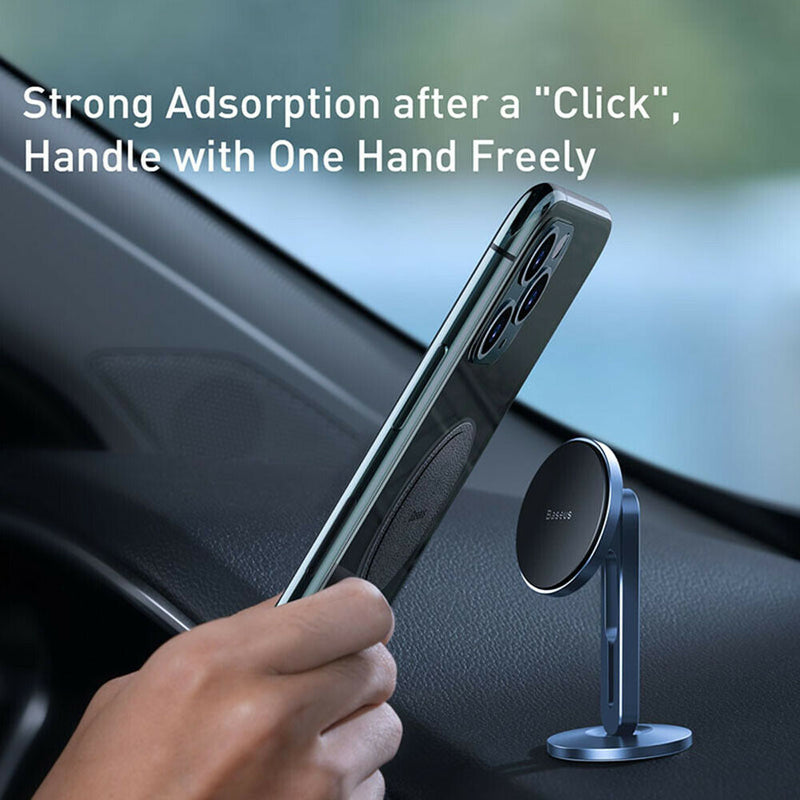 Car Phone Holder Magnetic Dashboard 360 Rotation Bracket w/Hollowed Cable Clip