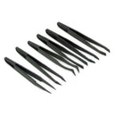 6PC Precision Tweezer Set Plastic Anti Static Tool Kit Size 1/2/3/5/6/8 Black^^