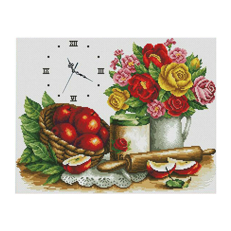 1 Set Stamped Cross Stitch Kits Material Package with Flower Pattern