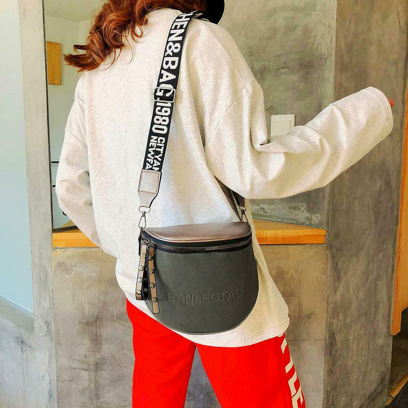 Fashion Crossbody Bag Women Leather Shoulder Messenger Saddle Bags (Grey)