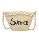 Straw Messenger Bags Woven Beach Crossbody Women Shoulder Handbags (Beige)
