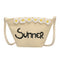 Straw Messenger Bags Woven Beach Crossbody Women Shoulder Handbags (Beige)