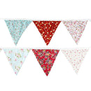 12 Flags Red Pink Blue Cotton Fabric Bunting Pennant Banner Birthday Party