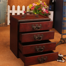 Retro 4 Layer Jewelry Storage Box Wood Chest Treasure Organizer Ring Case