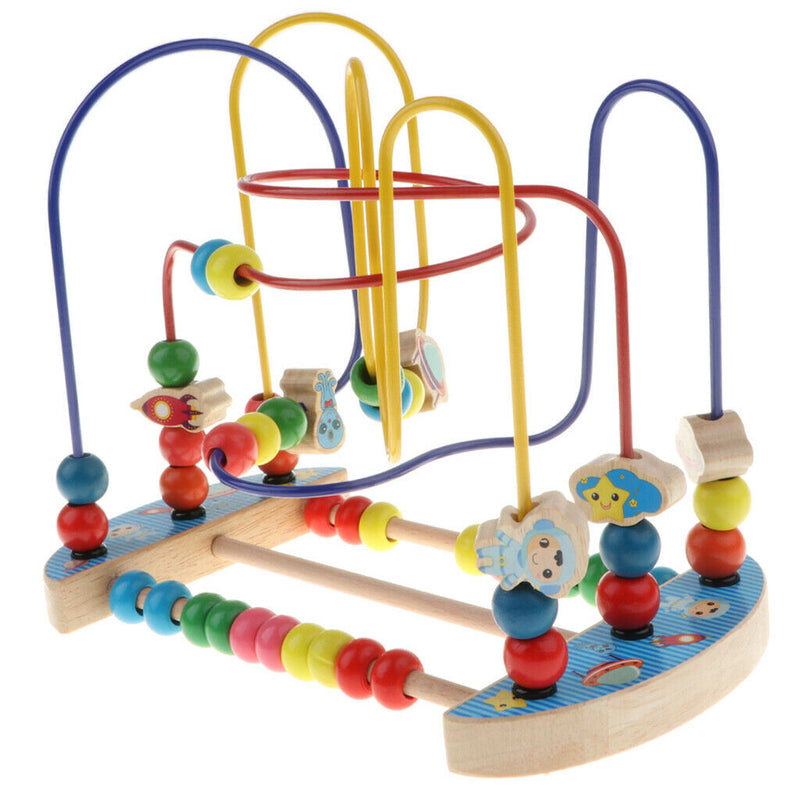 Wooden Space Bead Maze Roller Coaster, Activity Cube Educational Abacus Beads