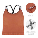 Women Summer Sleeveless Spaghetti Strap Seamless Bra Pads Vest Top (Red) A