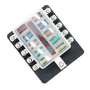 10-Way Blade Fuse Box Fuse Block Holder with Fuses for 12V 24V Car Marine