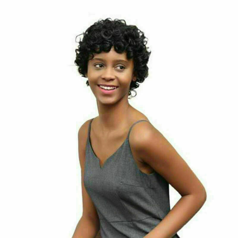 New Natural Short Lace Front Curly Wavy Synthetic Hair For Blac Gift Full W P0D6