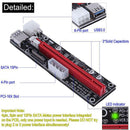 VER009C 4pin 6pin SATA Power PCI Express 1x to 16X Riser Extender Card fr Miner