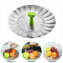 Stainless Steel Folding Steamer Steam Vegetable Basket Home Cook Tray Q7J1