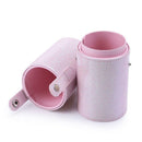 Portable PU Leather Cosmetic Storage Box Makeup Pen Brush Cup (L Pink) A