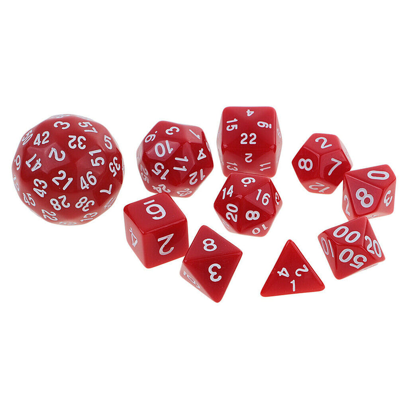 10x Polyhedral Dice-D4, D6, D8, D10, D12, D20, D24, D30, D60 for DND RPG