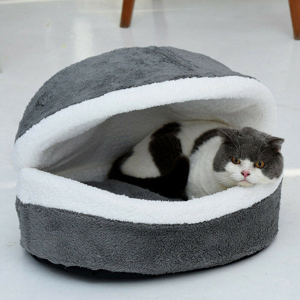Soft Cat Waterproof Nest Washable Pet Cute Hamburger Bed Kennel Mat (Gray)