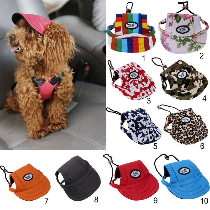 2 pcs Canva Pet Dog Summer Cap Dog Outdoor Sunbonnet Baseball Hat Black White