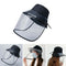 Anti-saliva Protective Fisherman Hat Soft PVC Removable Face Shield Black