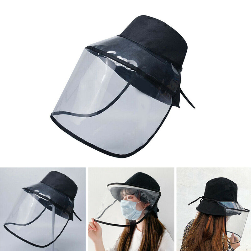 Anti-saliva Protective Fisherman Hat Soft PVC Removable Face Shield Black