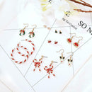 8 Pairs Snowflake Dangles Earrings Snowman Pendant Ear Hooks Christmas Gift