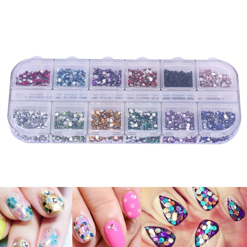 3600pcs Nail Art Rhinestones Decoration 1.5mm Round Glitters With Hard Case