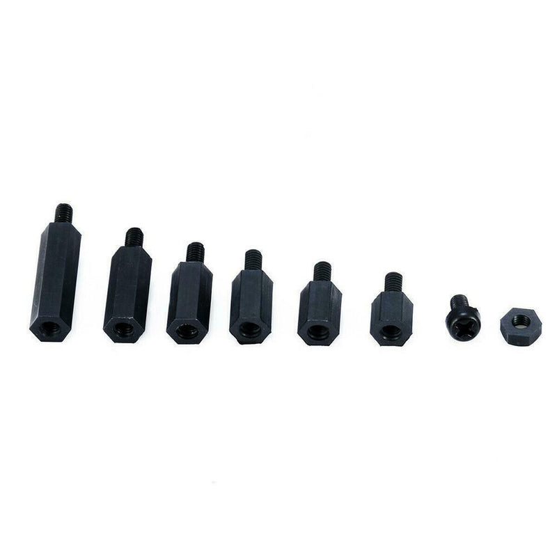 180PCS Plastic M3 Nylon Hex Spacers Screw Nut Stand-off Assortment Kit
