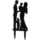 Wedding Anniversary Family Cake Topper Bride Groom couple with 2 kids (Blac V1C7