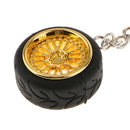 Car Key Ring Creative Wheel Rim Hub Design Chain Keyfob Pendant Golden