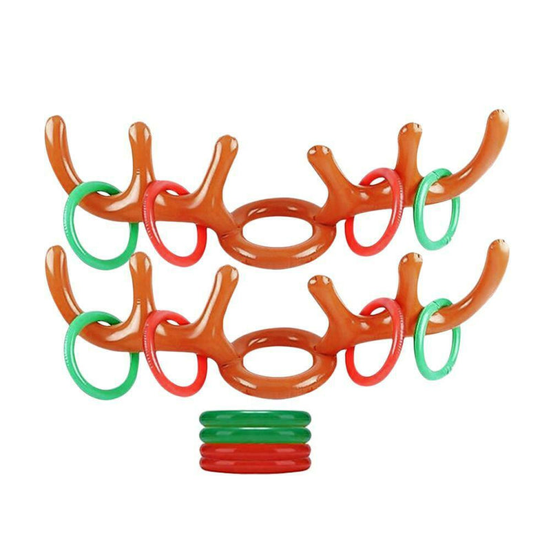 2 Set PVC Inflatable Antler Headband Christmas Elk Head Throw Ring Kid Toys
