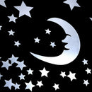 Moon and Stars Wall Stickers - 30cm Largest Moon with 66 Pcs Different Size I8T1