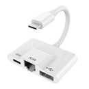 3 In 1 Charger Adapter For Type-C To Lan 100Mbps Ethernet Rj45 Adapter Otg