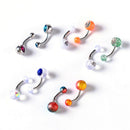 Gem Ball Stud Stainless Steel Belly Button Navel Barbell RINGS Piercings y GFJ