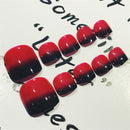 Artificial Toes False Nails Press On Gradient Red Color Pedicure Diy To ï¼D