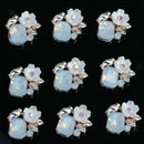 10x Diamante Crystal Flower Flatback Craft Buttons Scrapbook Embellishment