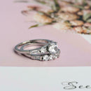 2pcs Zircon Rings Women Romantic Lovers Wedding Engagement Jewelry (US 9) A