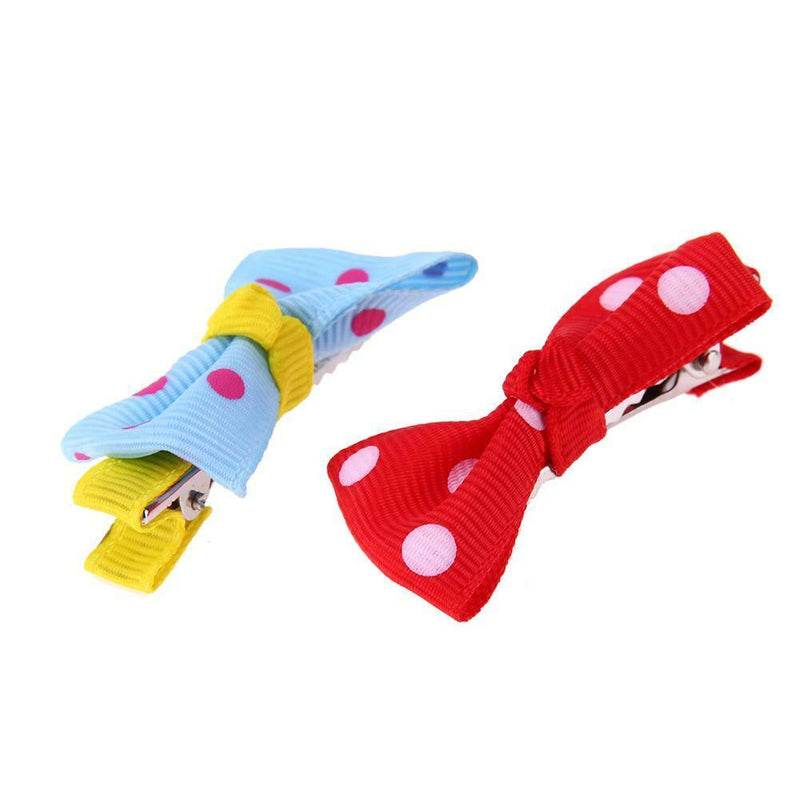 10pcs Pet Hair Clips Polka Dots Patterns Bowknot Pet Dog Grooming Accessory