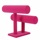 Covered 2 Tier Necklace Jewelry Bangle Bracelet Holder Display Stand for Ho J4Q3