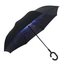 Starry sky Folding Reverse Umbrella Double Layer Inverted Windproof Rain Ca