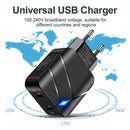 28W USB Charger Quick Charge 3.0 Wall Charger for Phone Tablet (EU Black)