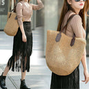 Women'S Handmade Straw Braided Bag Woven Bag Natural Fashionable Outdoor Ha