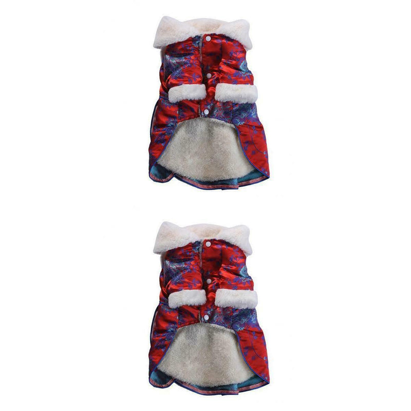 2PCS Female Pet Dog  Princess Dress Clothes Costume Skirt Apparel Red_M/L