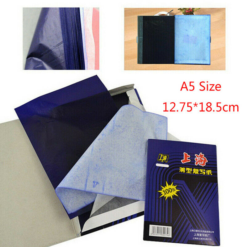 100 Sheets A5 Dark Blue Carbon Hand Stencil Transfer Paper Hectograph Repro  Cy