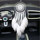 White Handmade Lace Dream Catcher Feather Bead Hanging Decor Ornament