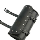 Motorcycle Fork Bag Handlebar Tool Bag Sissy Bar PU Leather Roll Bag Black