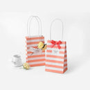 Striped White Kraft Paper Bag Korean Packaging Small Gift Carry Bag Special F7I6