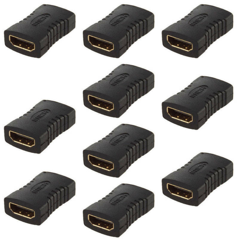 10X Black HDMI Female To Female Coupler Extender Adapter Connector HDTV ZMZ