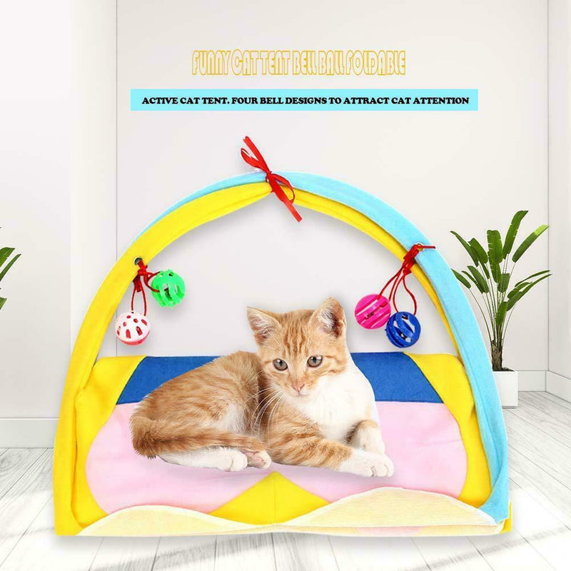 Cat Play Tent Hammocks Sleep Bed Foldable Kitten Mat with Balls Pets Toys