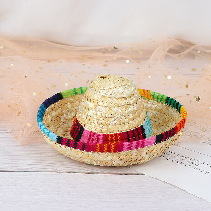 Mini Pet Dogs Straw Hat Sombrero Cat Sun Hat Beach Party Straw Hats Dogs`US
