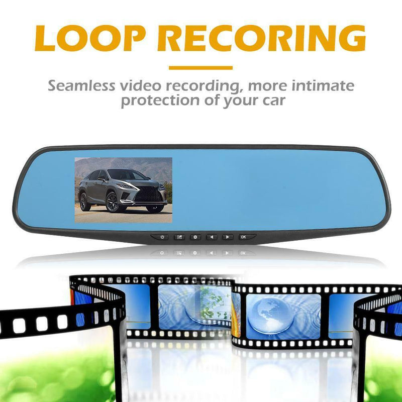3.5in 1080p Car In-Dash DVR Cam Digital Video Recorder Rear View Mirror Camera