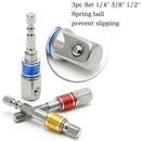 Socket Bit Adapter Drill Nut Driver Power Extension Bar 3pc Set 1/4" 3/8" 1 BX
