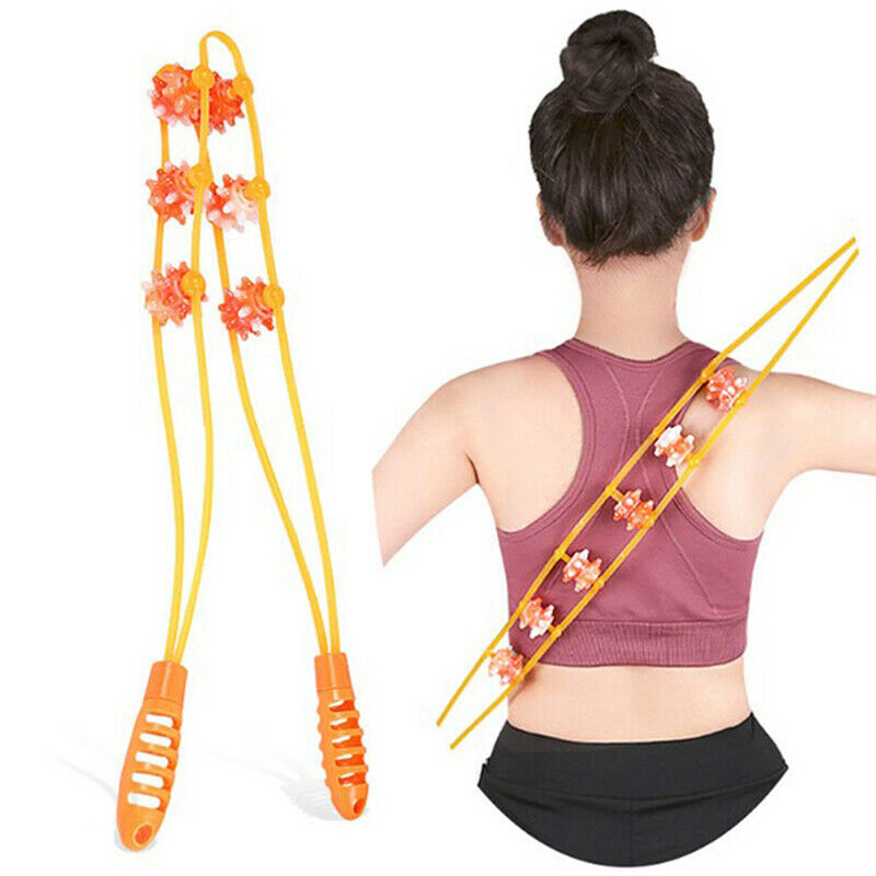 6Balls Massager Back Puller Strip Handheld Roller Massage Shoulder Neck Wais Hn