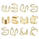 12 Pieces Modern Ear Cuff Non-Piercing Jewelry Earrings Women Unisex Golden